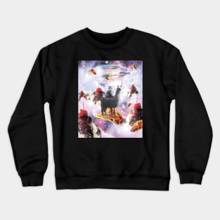 Cat Riding Unicorn Llama on Taco in the Universe of Sweets Crewneck Sweatshirt